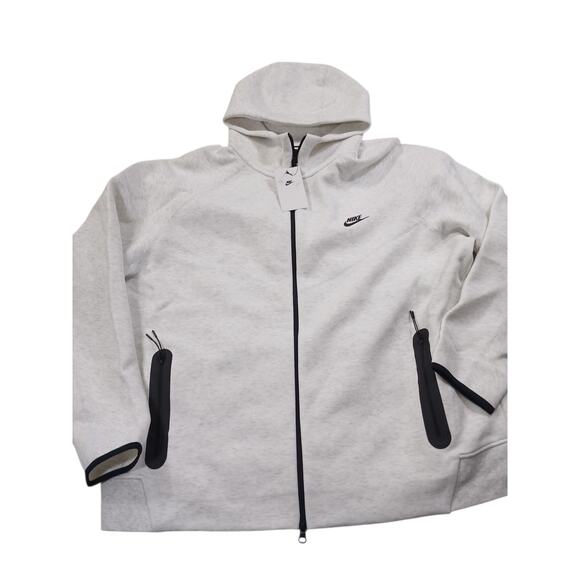 NIKE Sportswear Tech Fleece Full Zip Hoodie White/Grey FB7921-051 Men’s 3XL - Picture 1 of 5
